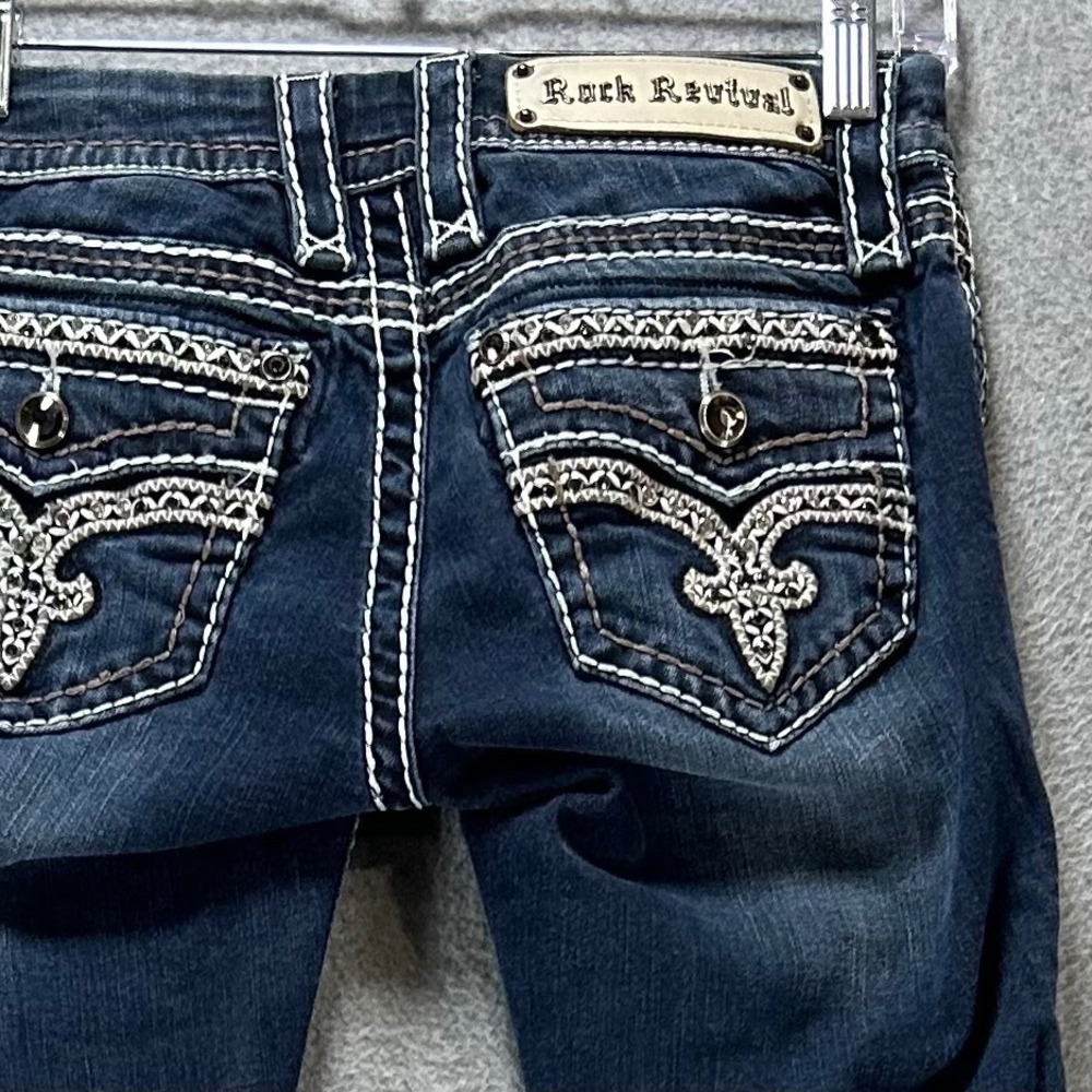 Rock Revival Jeans Jasna Skinny Womens 25 Blue Denim Y2K McBling E8453SL
